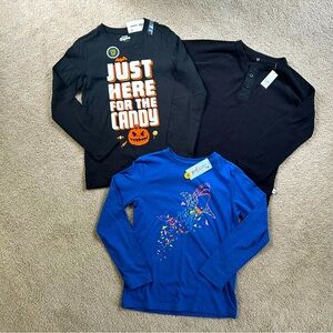 3 Youth Boys Size 10 Long Shirts Gap Cat & Jack Carters Thermal Halloween NWT